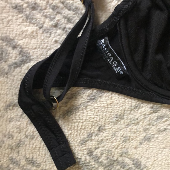 3 For $25 Flirty Black Studded Ruffle Flutter Straps Bikini Top - Picture 8 of 8